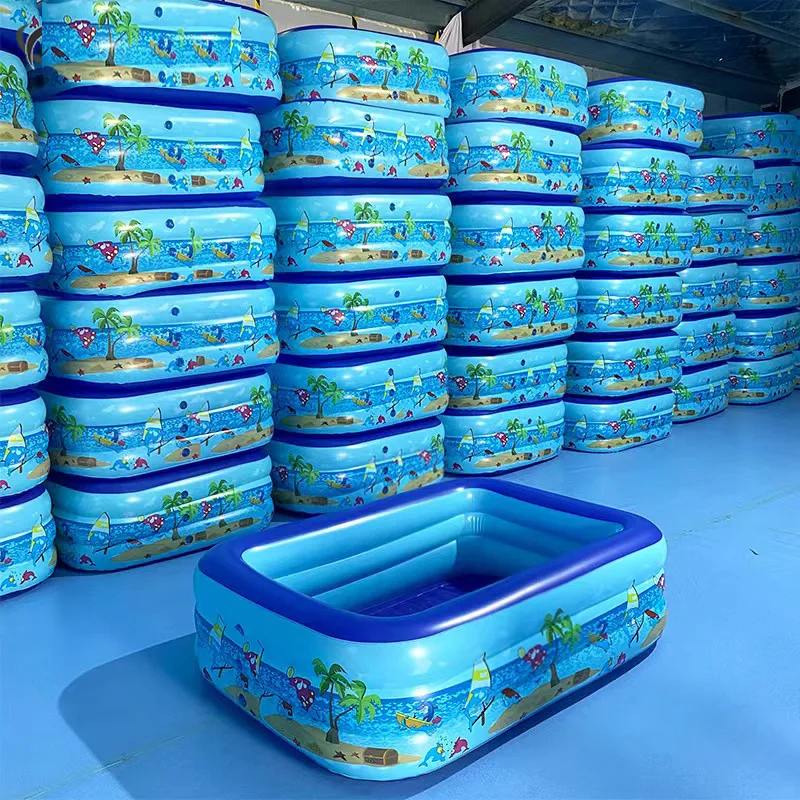 Summer Outdoor Portable There-rings Inflatable Family Size Swimming Pools