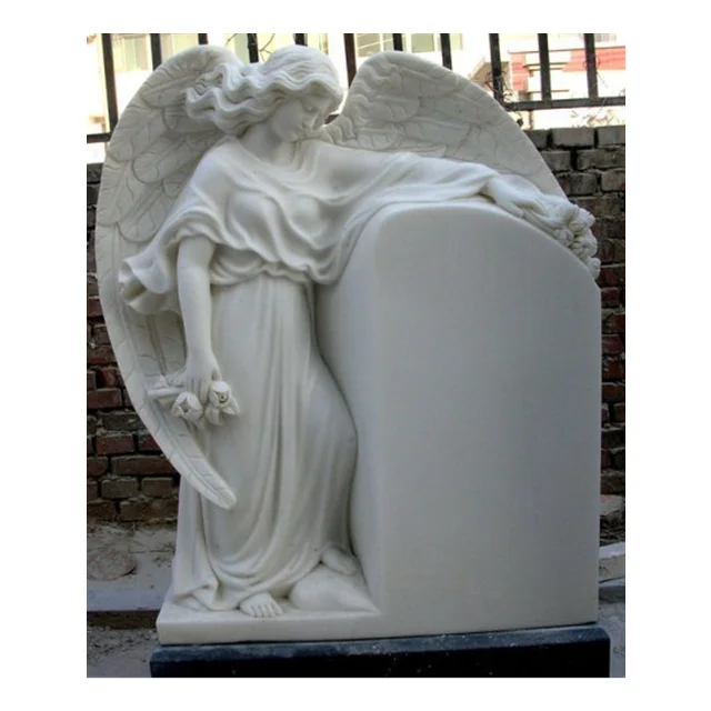 Белая мраморная надгробная плита оптом Мраморная Статуя Ангела гранит