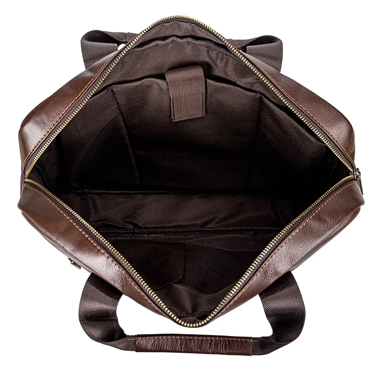 Fani Unique Design Fashion Handbag Business Briefcase For Men Top Grain Cowhide Leather Laptop Crossbody Bag Briefcase