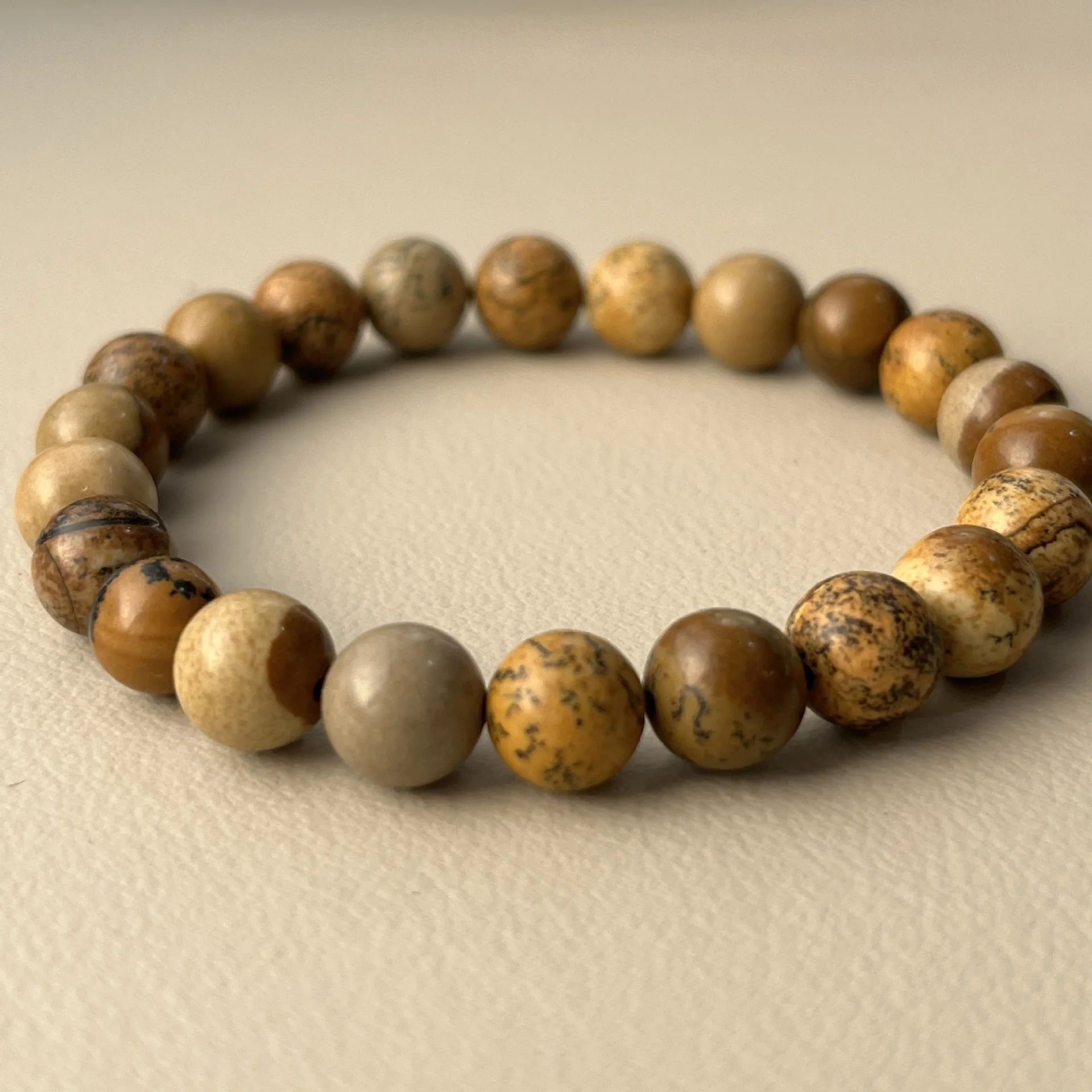 Picture Stone  Wholesale handmade natural stretch beads Blue Pink Brown Opal Howlite Imperial Jasper Lepidolite beaded bracelets