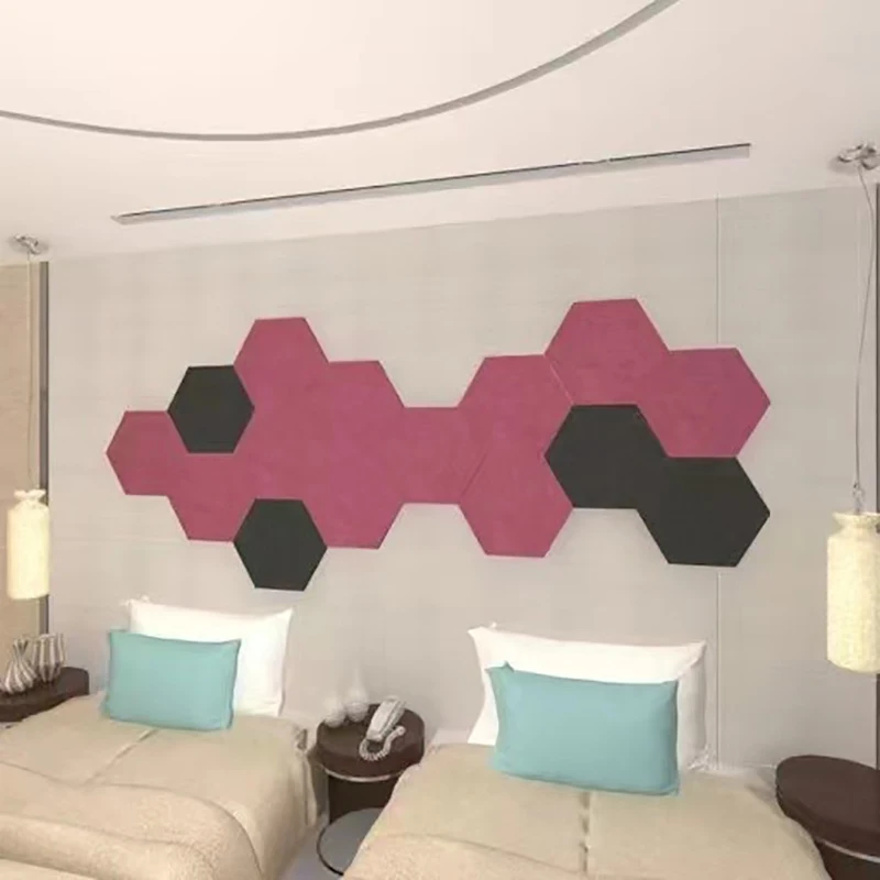 Hexagon Acoustic Panels Art Decor Sound Proof Padding Sound Dampening Panel Acoustic Foam Wall Tiles
