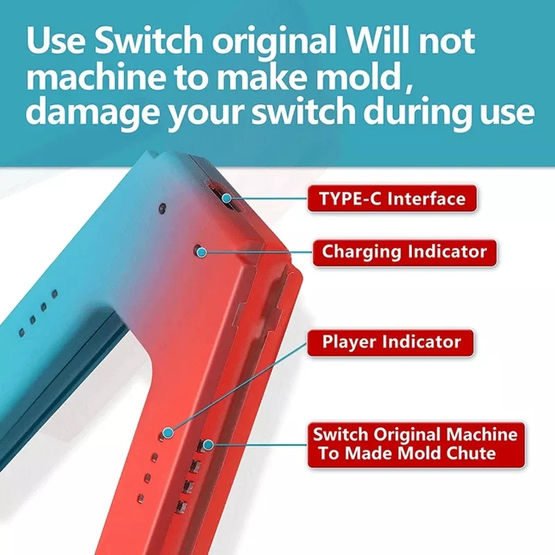 Joy-Con Charging Grip Compatible with NS Controllers and OLED,Portable Gradient V-Shaped Handle for Switch Joy-con joystick grip