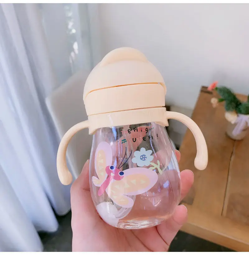 Cute cartoon 350ml Baby Slippy Water Anti-choking with Gravity Ball learning drink Cup