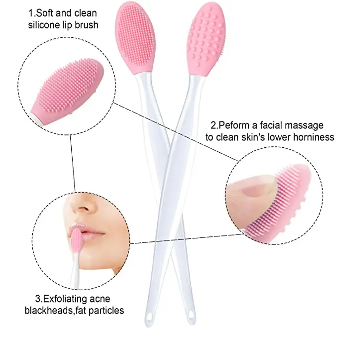 Popular nose blackhead remove tool clean brush cream applicator Double side mini exfoliating face brush silicone Lip scrub brush