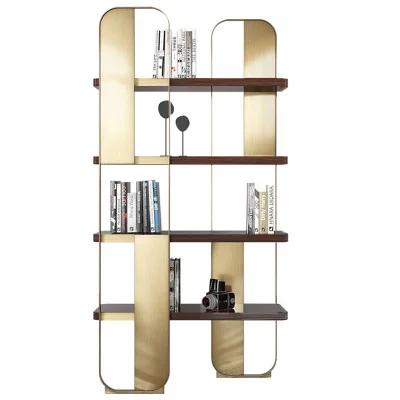 Stainless steel creative Netflix bookshelf floor simple living room display shelves bookcases