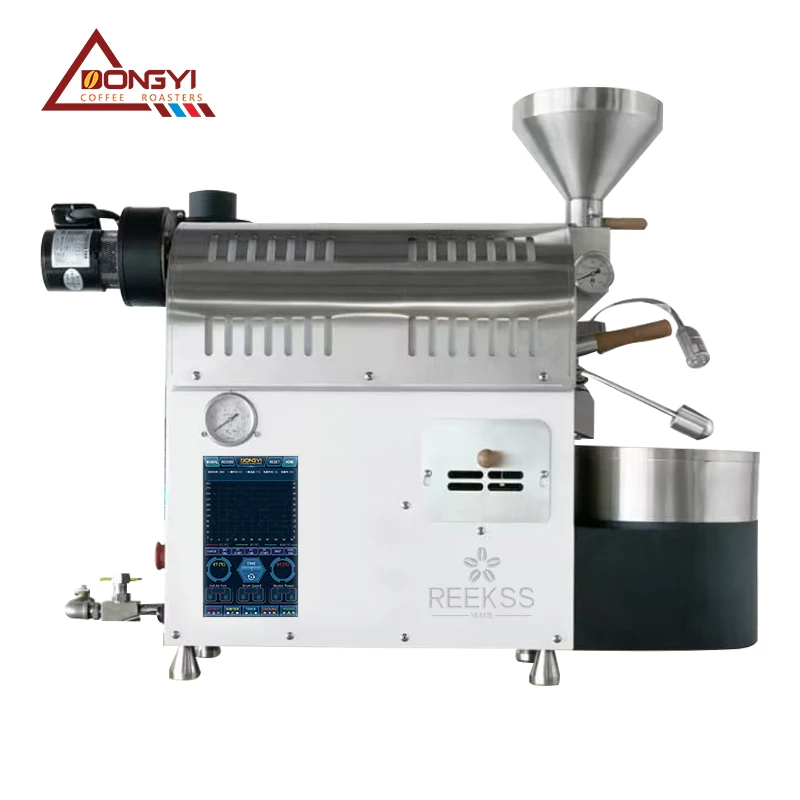 Factory 600g 500g Mini-type Smart Coffee Roster Machine  for single product roasting PLC Touch Screen 310SUS double wall drum