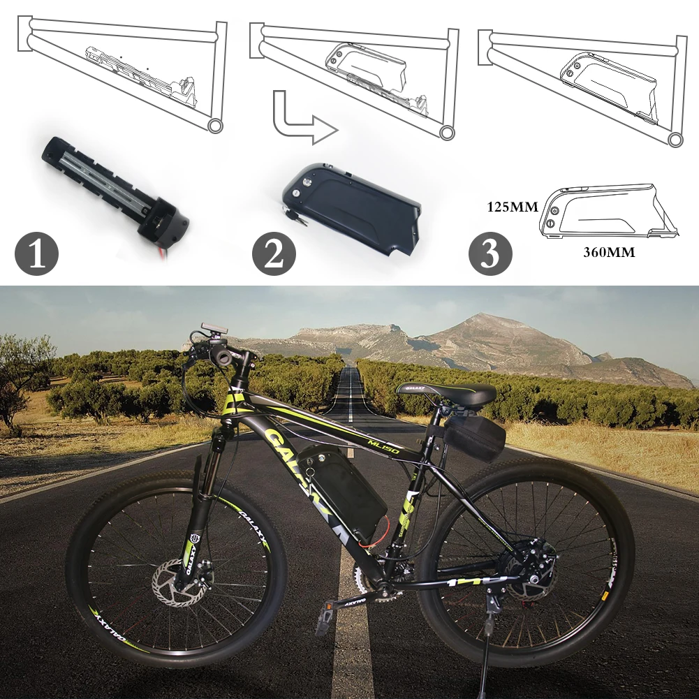 56 pcs 18650 Cells Ebike Battery Box  Down Tube Dolphin E-bike Battery Case 36V 48V Battery Box with Base