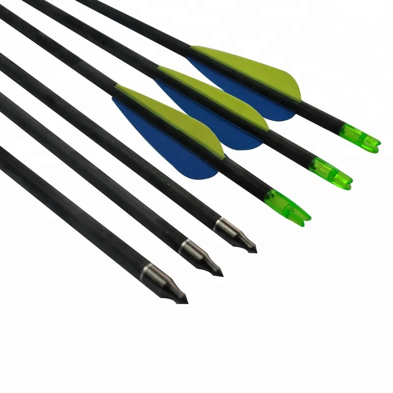 Outdoor Sports Equipment Archery Hunting Plastic Feather Steel Point Shooting Using Carbon Arrow