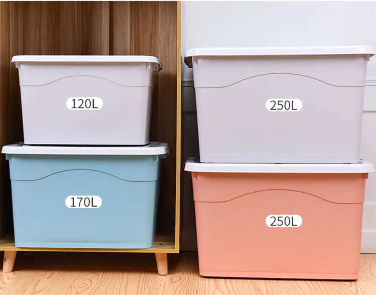 Big Plastic container storage box with lid for dress cloth toy stackable