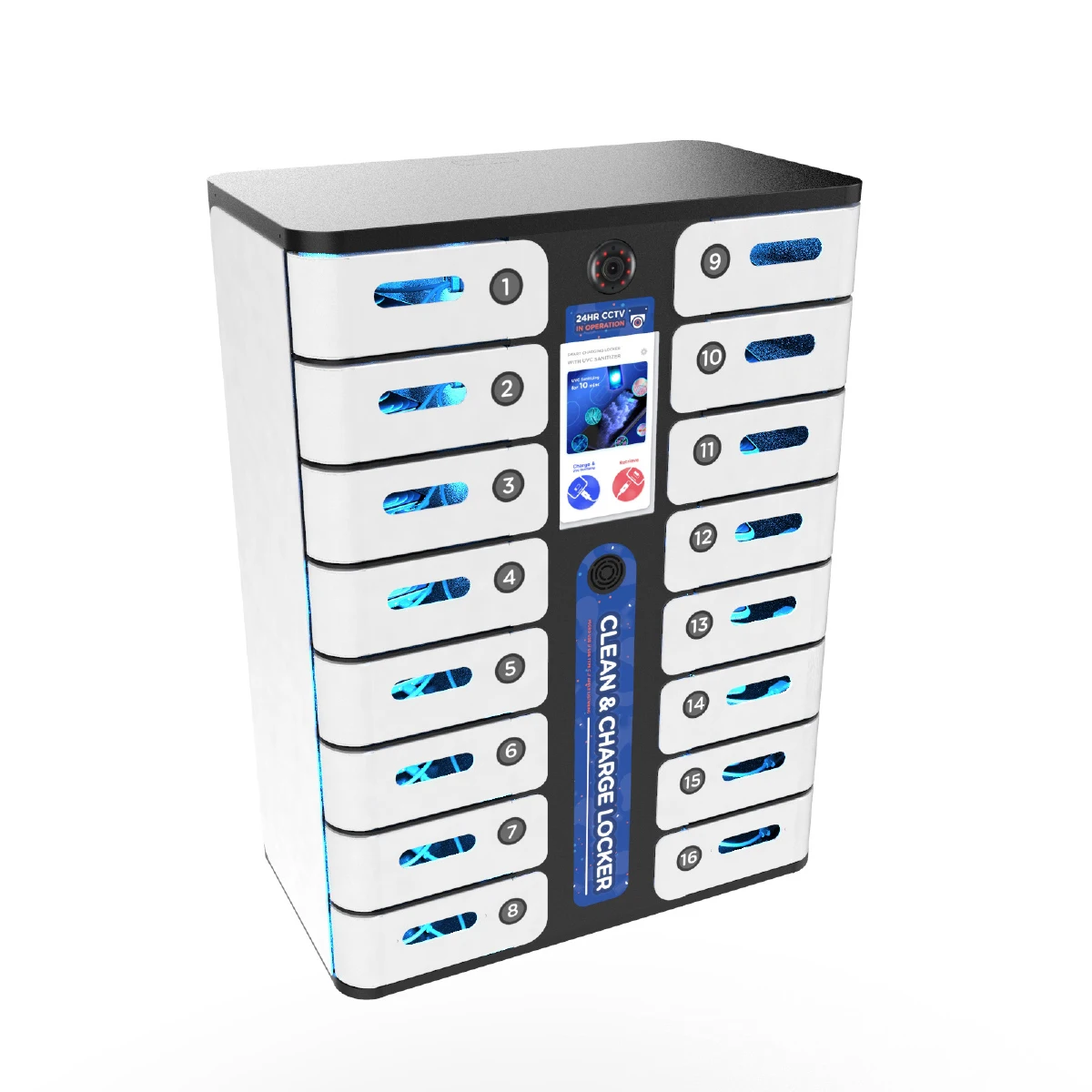 
 2021 хит продаж Макс 16 Bay Mobile дезинфекции & Charge шкафчик PL-SD16-Y2 зарядная станция шкаф с выдвижными полками для смарт телефона  