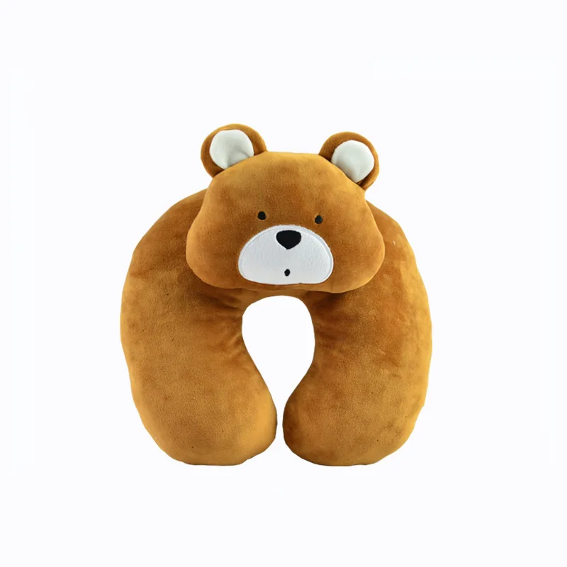 
chinese animal style printed or embroidery travel custom Super soft plush microdead filled kids baby neck pillow for car home 