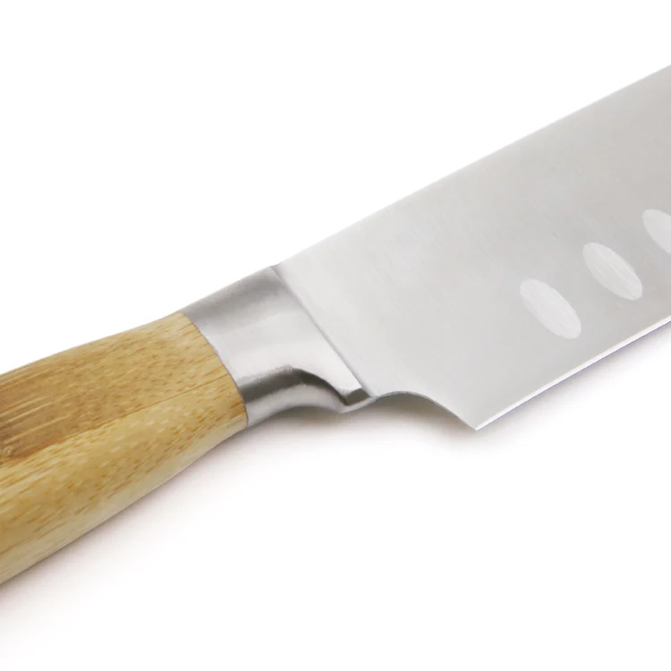 High Quality 7 inch Stainless Steel Santoku Knife with Bamboo Handle Japanese Kitchen Knife