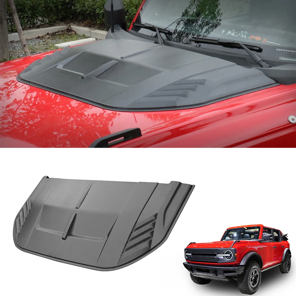 Racer Black Automotive Hood Scoops for bronco Front Decorative Air Vents with Aero Dynamic Air Flow Exterior Intake Cover