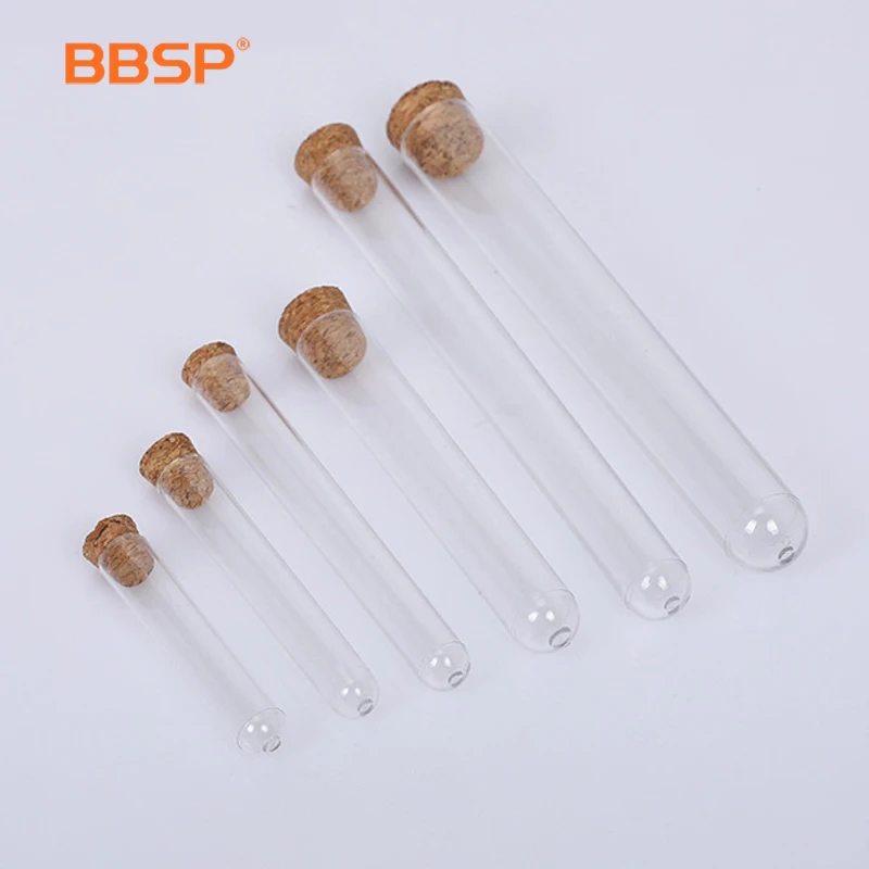 BBSP Round Flat Bottom medical clear glass test tube with lid and stopper 20ml 30ml 50ml 80ml 100ml