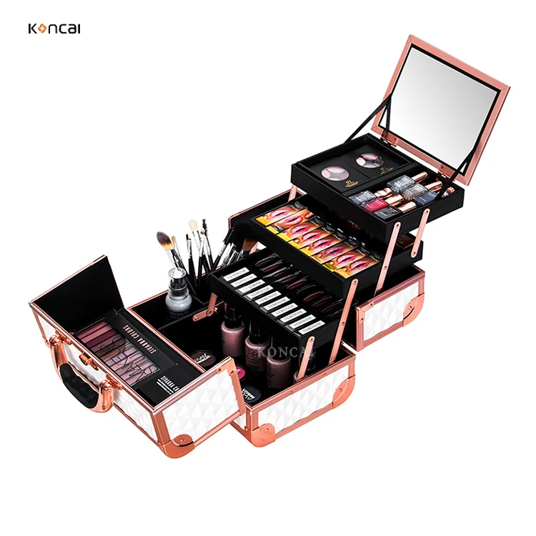 FAMA factory OEM customized color logo aluminum vanity cosmetic beauty makeup  case pouch box bag