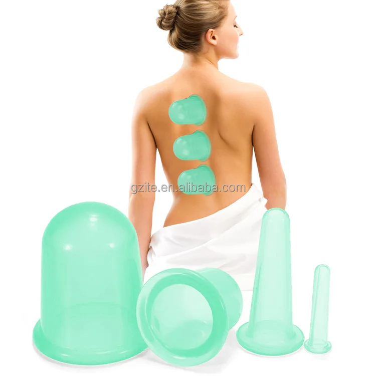 factory supply four pcs body and face massage tools ventosa cupping Hijama vacuum silicone massage cupping cups set
