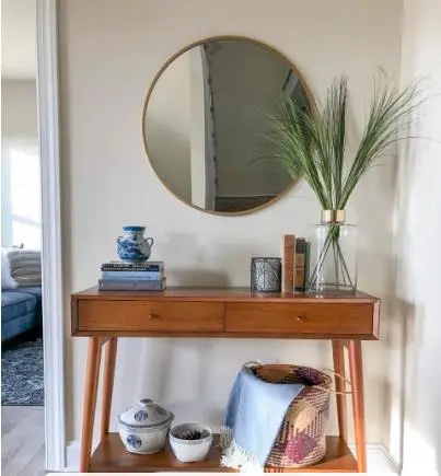 Wholesales Luxury Design Wall Mounted Circular Round Decorative Metal -24' GOLD Wall Mirror