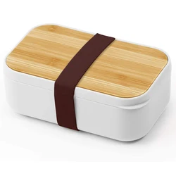 Microwavable Safety Bamboo Lid Lunch Box Leakproof Food Container Japan Bento Box With Fork Spoon