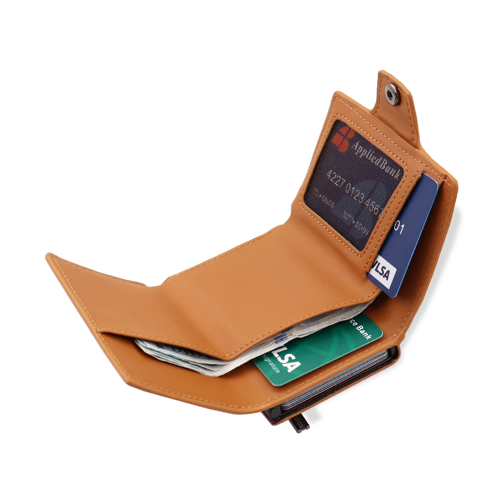 Custom metal card holder rfid blocking aluminium card holder pop up wallet credit card holder