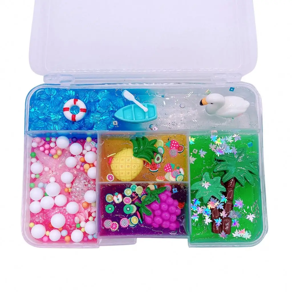 300ML 6pack  Cute Ten Palace Slime Crystal Mud DIY Thousand Silk Mud Slim Elasticity Slime Kids Relief Stress Toys Gift