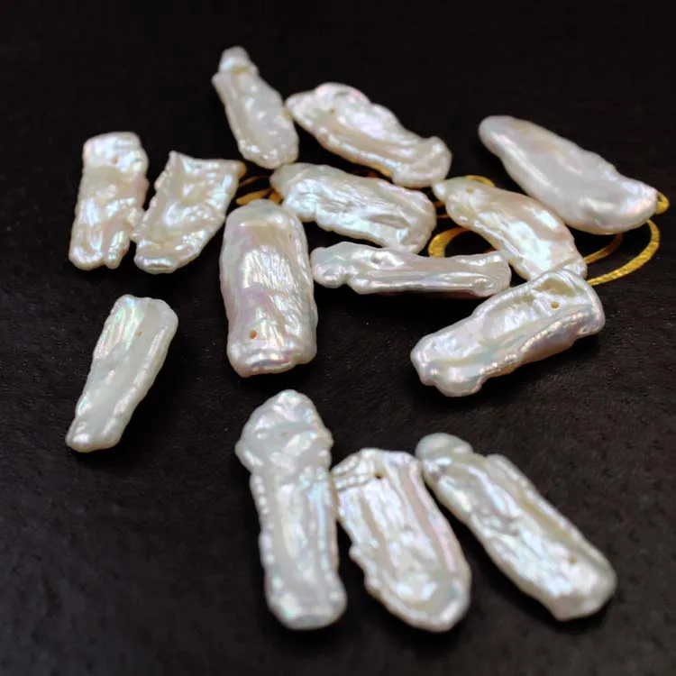 JC-10001 Biwa Pearls Freshwater Long Shape Stick Pearls Peach Long Baroque Pearl