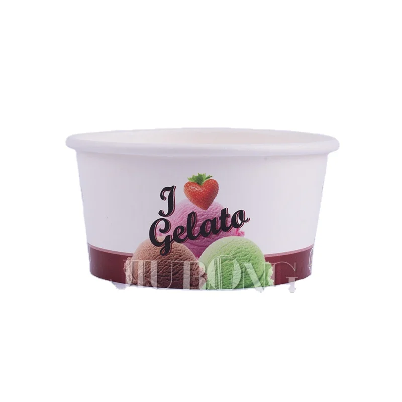 Custom Logo Printed Disposable 12 oz Coated Paper Ice Cream Cups