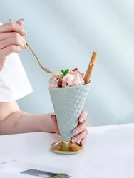 AL Wholesale Ceramic Ice Cream Cup Ice cream mug Factory Price Mulit Colors And Pattern Ceramic Tableware