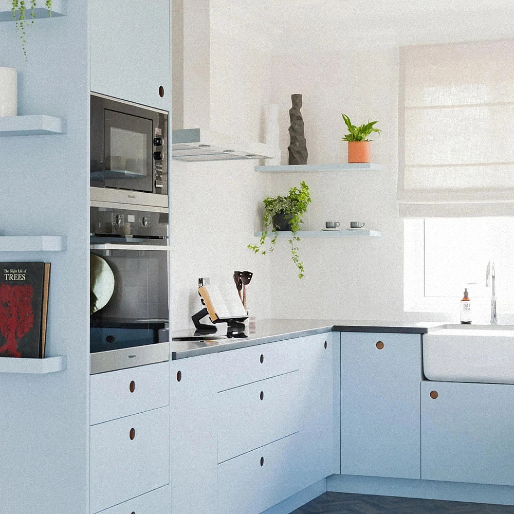 Modern fresh style  Kitchen Cabinet Solid Wood Cuisine Complete Free Kitchen Design Mediterranean Sea style kitchen cabinet