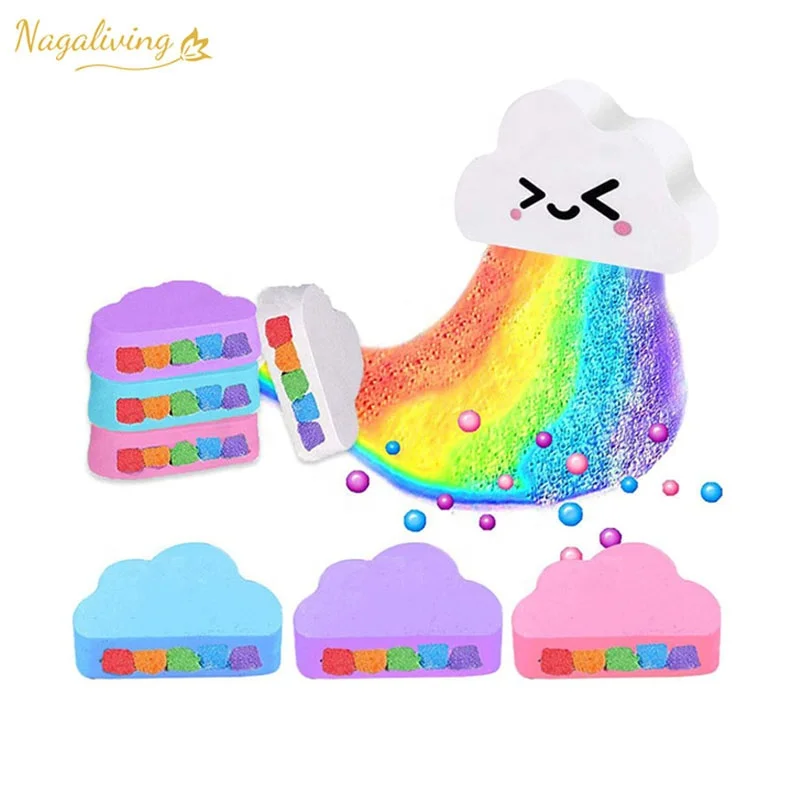 good sell in America colorful customized bath fizzies bathbombs cloud star rainbow bath bombs