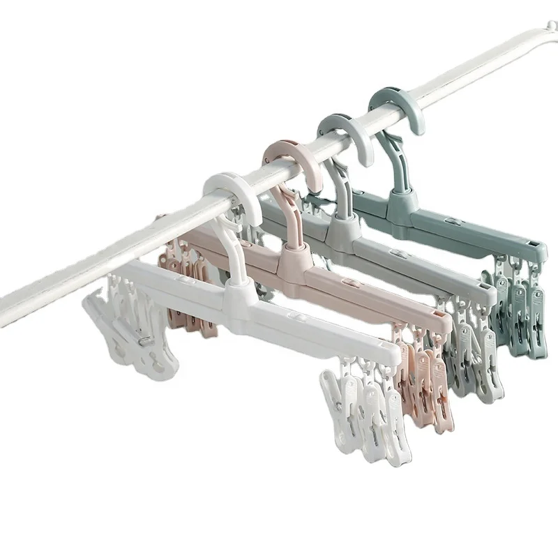 A3029Multi-clip sock bra pin plastic drying underwear hanger baby clothes rack