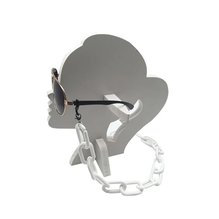 E012 Classic Trendy Black White Big Flat Necklace Acrylic Eyewear Sunglasses Strap Chain