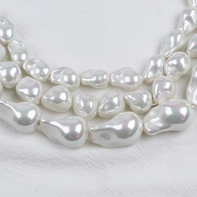 Hot sale Natural White 10*15mm/15*22mm/12*15mm Large Baroque Shape Shell Loose Pearl Strand