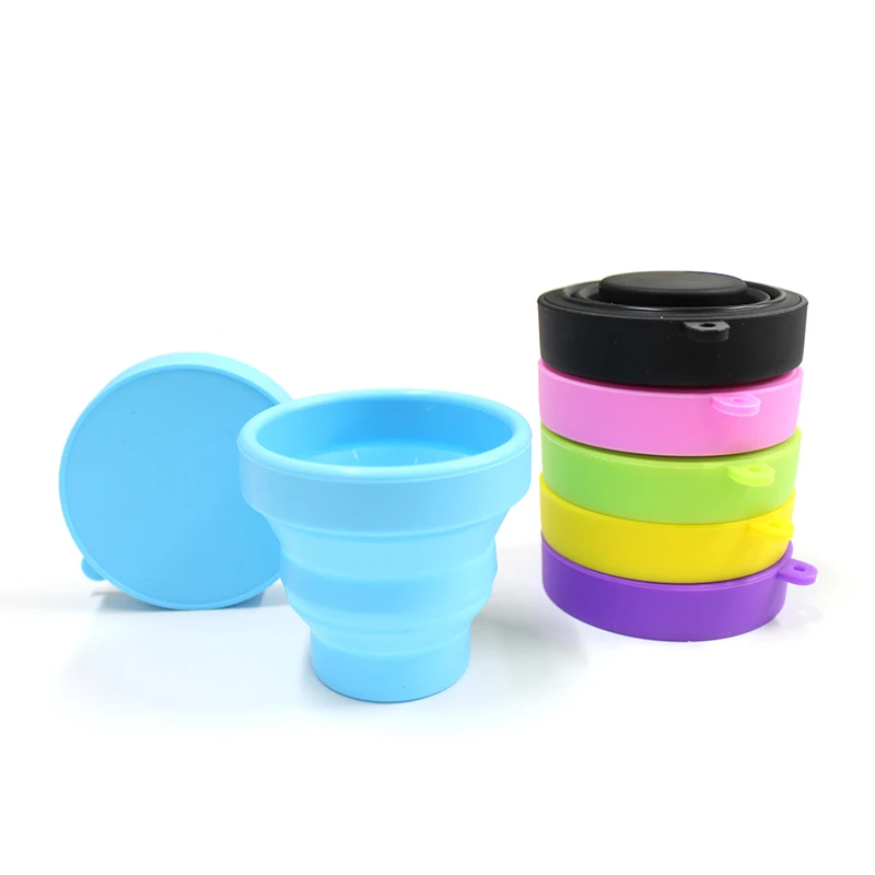 In Stock Reusable 170ml Travel Portable Plastic Bpa Free Silicone Water Folding Telescopic Cup