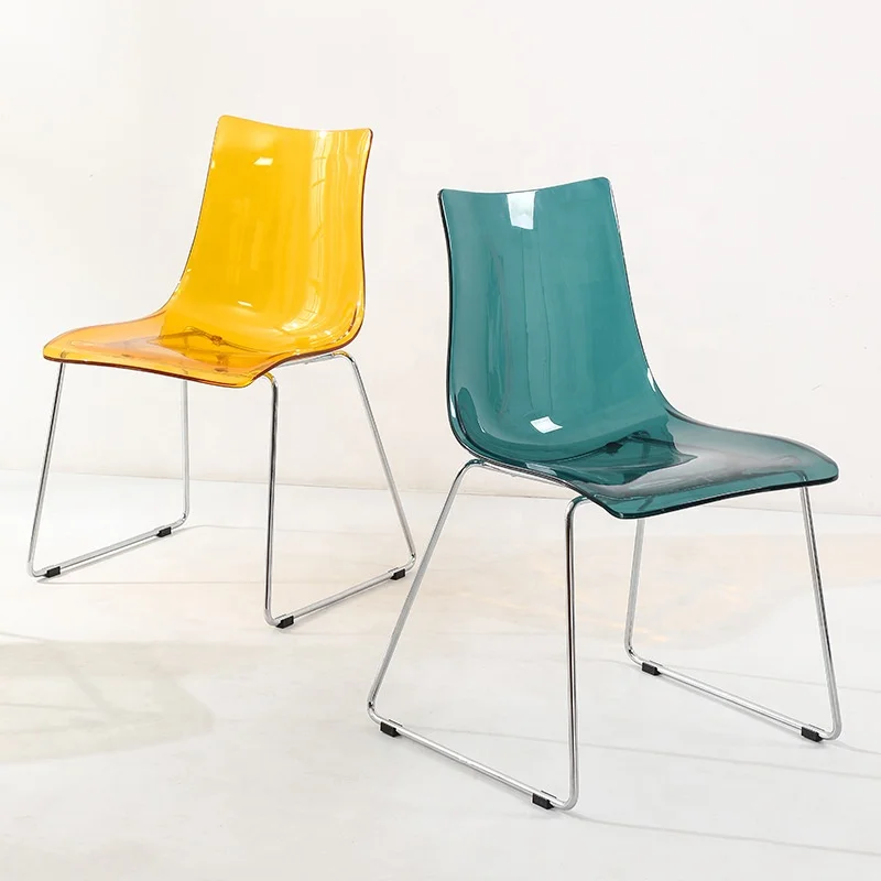 Wholesale Clear Transparent Acrylic Dining Room Chair with Metal Frame for Kitchen Home Office  Dining Room