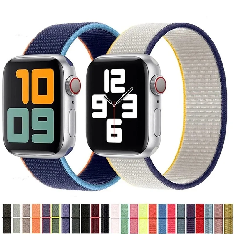 Nylon Loop Strap For Apple Watch Band 45 41 44 40 42 Bracelet Belt Sport Watchband iWatch Series 4 5 6 SE 7 8 Smart Watch Bands