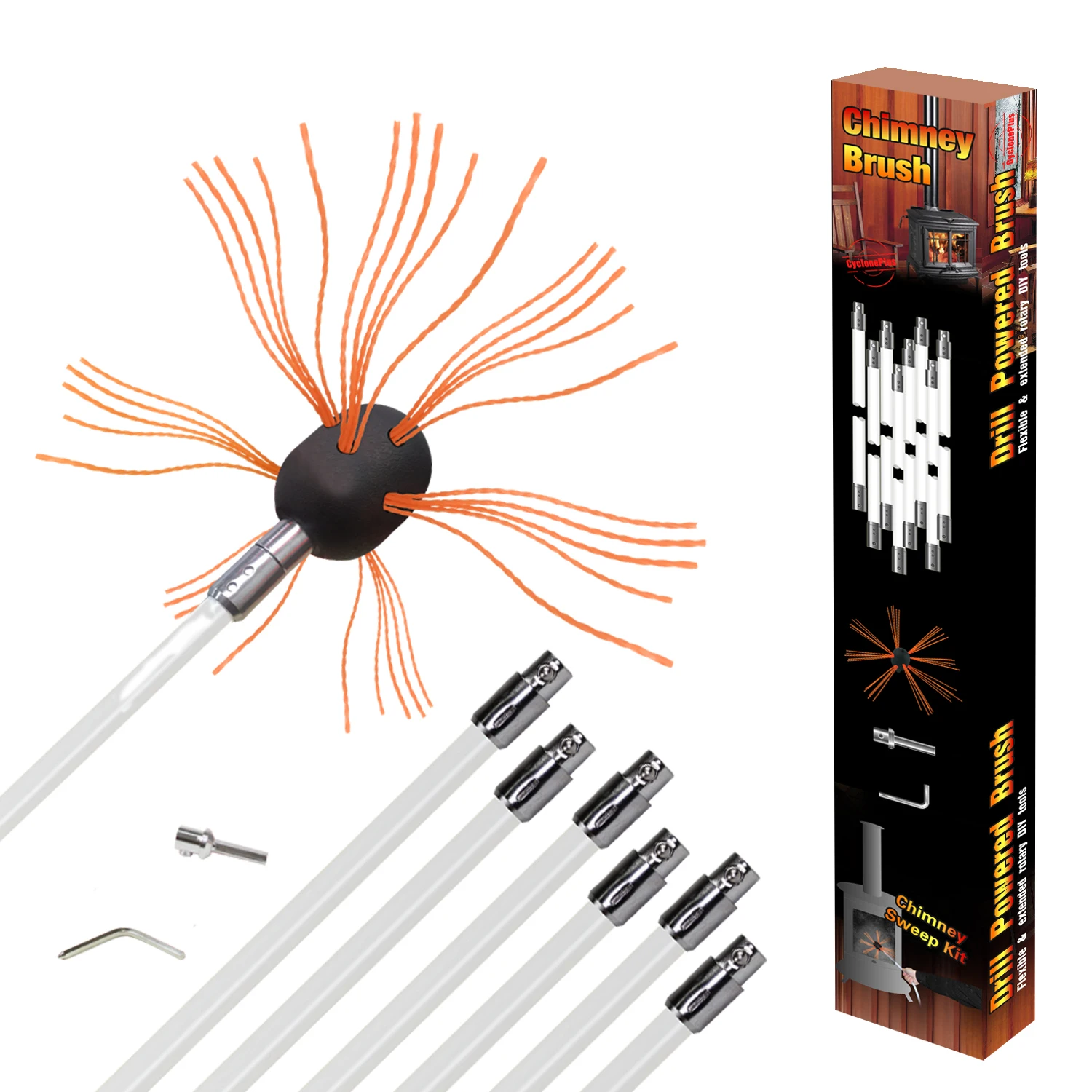 High Quality Wholesale Custom Cheap Nylon Chimney Cleaning Tools 10 Chimney Rods Medical Cleaning Brush