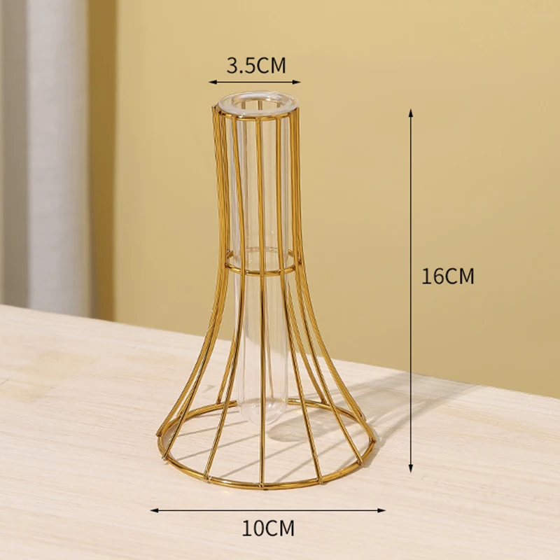 New Design Iron Line Flower Vase Hydroponic Plant Metal Plant Holder Nordic Styles Tabletop Home Decoration Modern Flower Vase