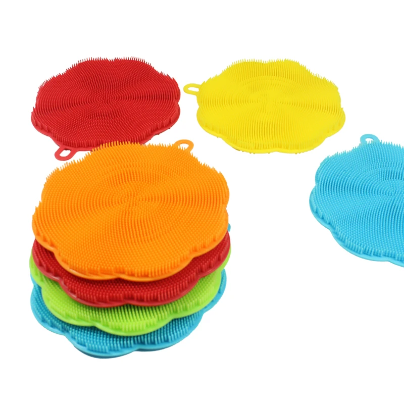 Manufacturer Direct Selling High Temperature Safe Soft Dishwashing Brush Pad Dish Wash Silicone  Sponge Scrubber