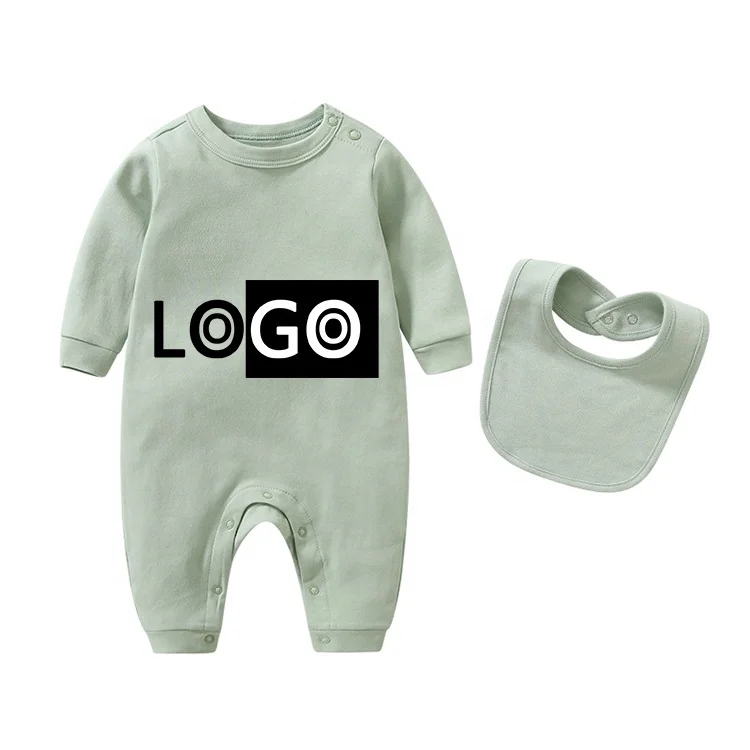 Logo customized printed organic cotton baby mitten glove cap bib set baby bamboo pajamas