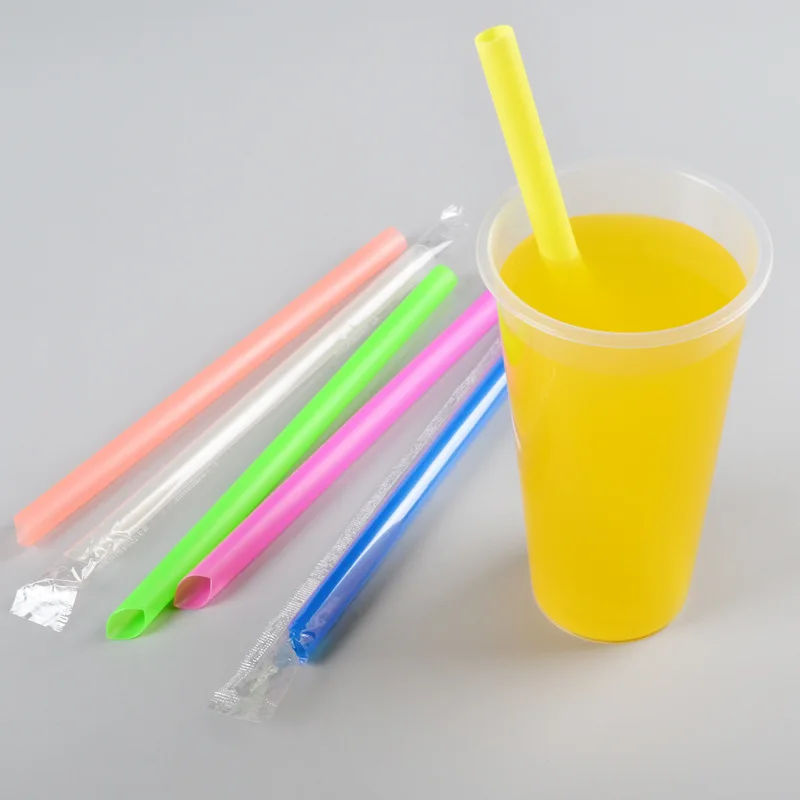 Colorful plastic smoothie straws Bubble / Boba straws individually wrapped tea drinking straws