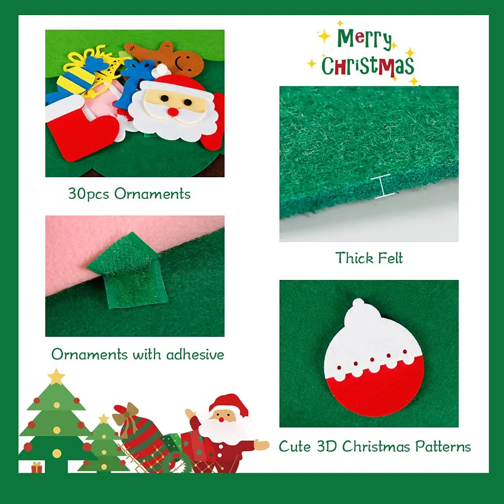 30pcs Xmas Home Wall Decorations Felt Christmas Tree For Decoration