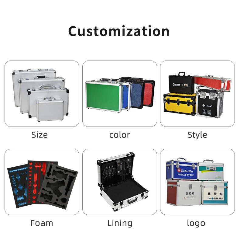 Custom aluminum case trolley case with wheel aluminum toolbox with two layer CNC EVA