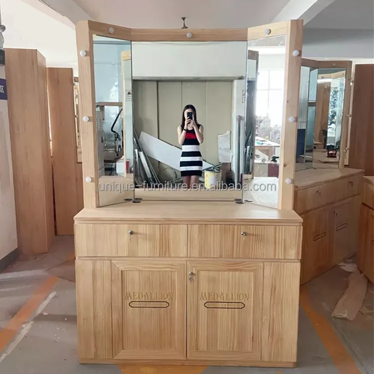 Barber Shop Equipment Supplies Hair Dresser Salon Furniture Set Styling Mirror Stations For Sale