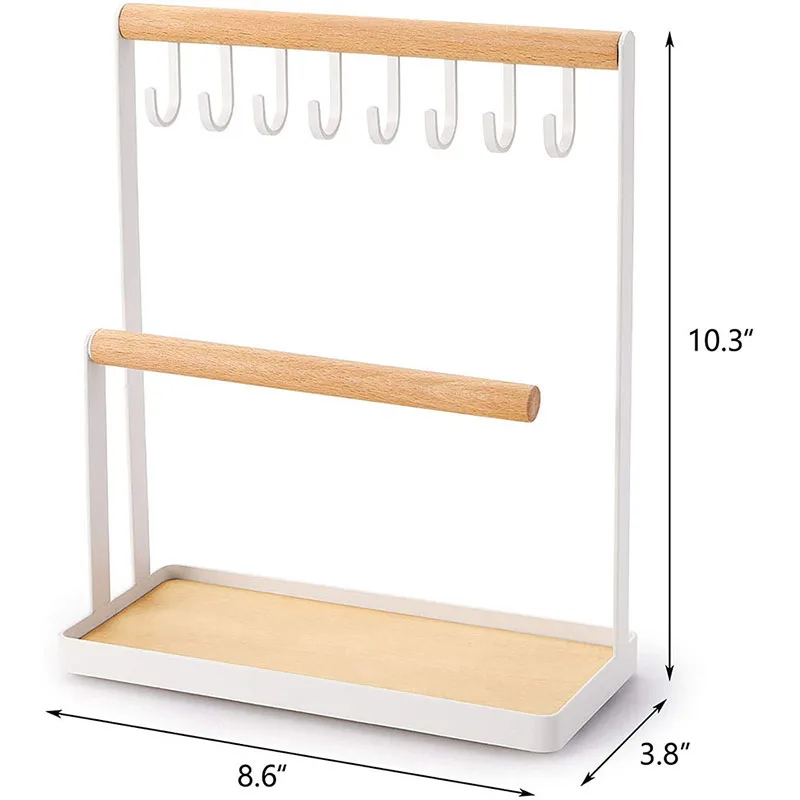 White Metal Wooden Jewelry Holder Jewelry for Storage Bracelets Necklace