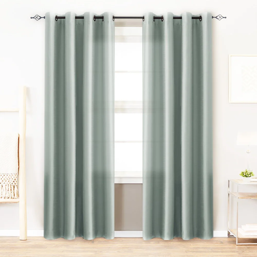 100% полиэстер материал серый 84 дюймов пижама из искусственного шелка, оконные шторы с 8 шт. Люверсами