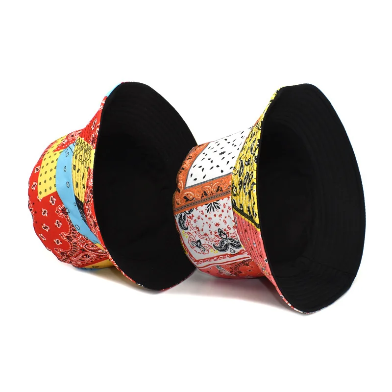  Oem/odm New Design Printing Wholesale Fisherman Hat Stitching Color Cashew Flower