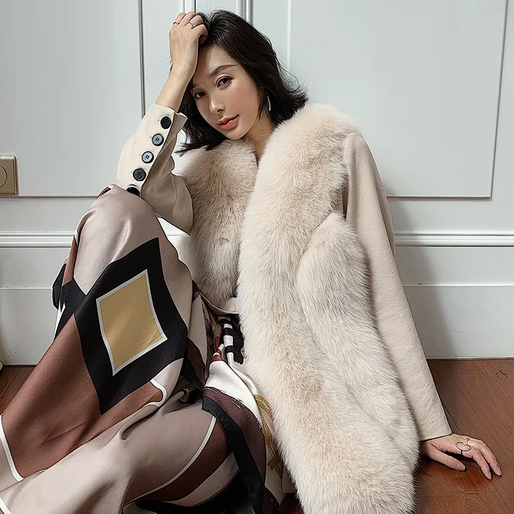Fashion winter fur fox coat luxury fur coat white genuine coat fox Fur Vest For Women Factory wholesale custom spot