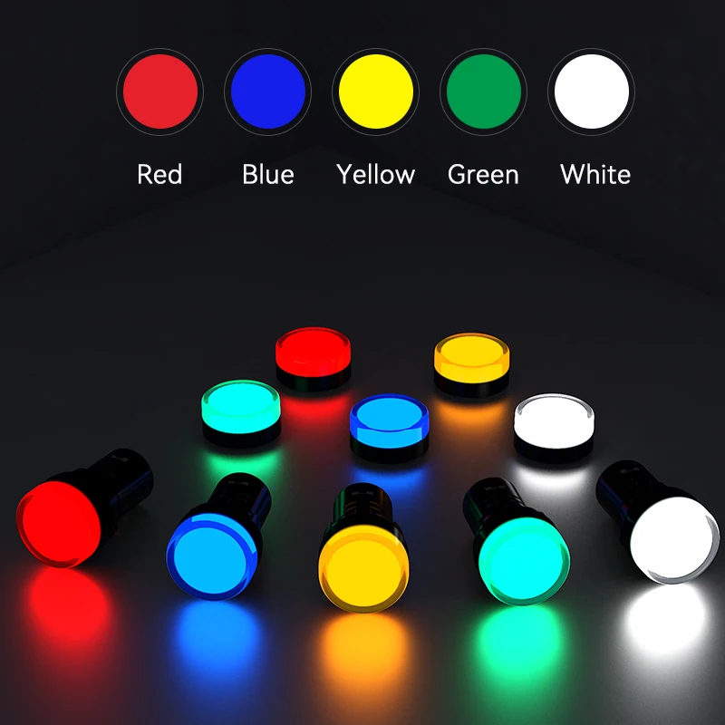 AD22-16ds Yellow Color AC/DC 12V,24V,36V,110V, AC220V LED Power Indicator Signal Light Pilot Lamp