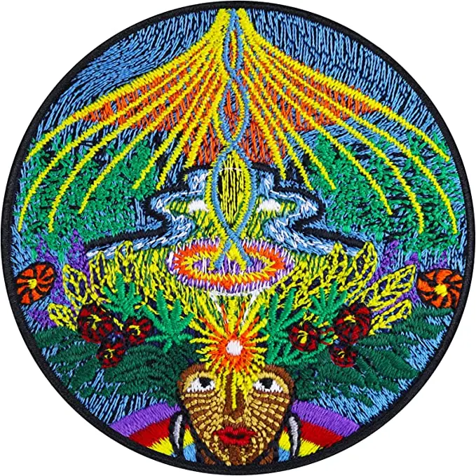 Custom Lotus mandala pattern embroidered patch Hippie sewn badge Yoga decal Sunset Palm Feng Shui Lotus Pressed patch Decal