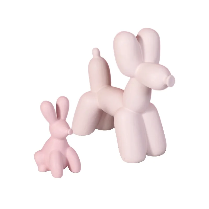 Nordic Style Ceramic Animal Rabbit Dog Statue Figurines For Home Wedding Decor